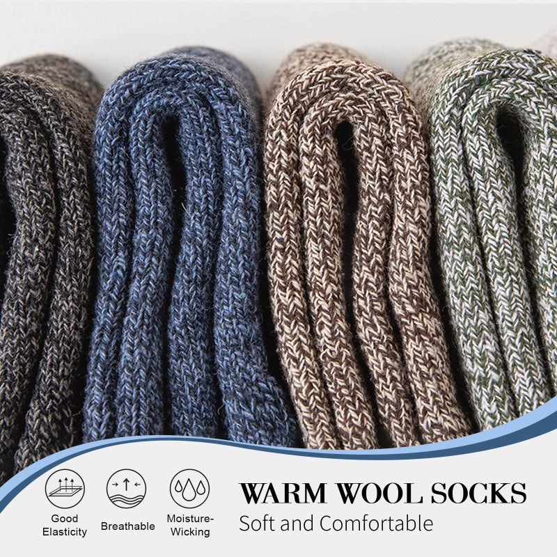SIMIYA 5 Pairs Wool Socks Mens, Thick Warm Winter Soft Hiking & Casual Crew Socks - Image 3